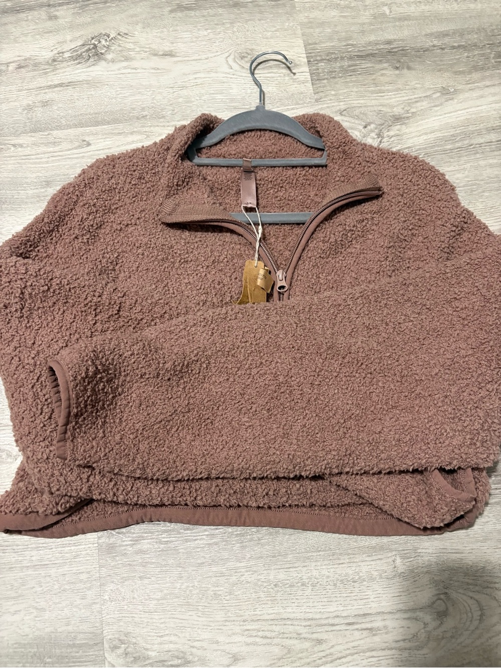 SKIMS Cozy Half-Zip Sherpa Pullover Sweater - Brown